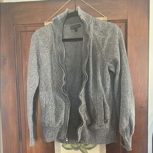 Banana Republic Gray Ruffled Open Cardigan